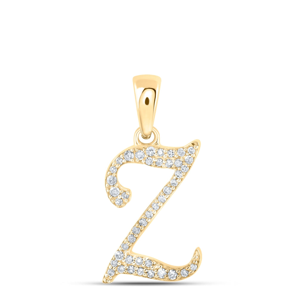 10K Yellow Or White Or Rose Gold Womens Round Diamond Initial Letter Pendant, Length: 0.66 In, Width: 0.55 In