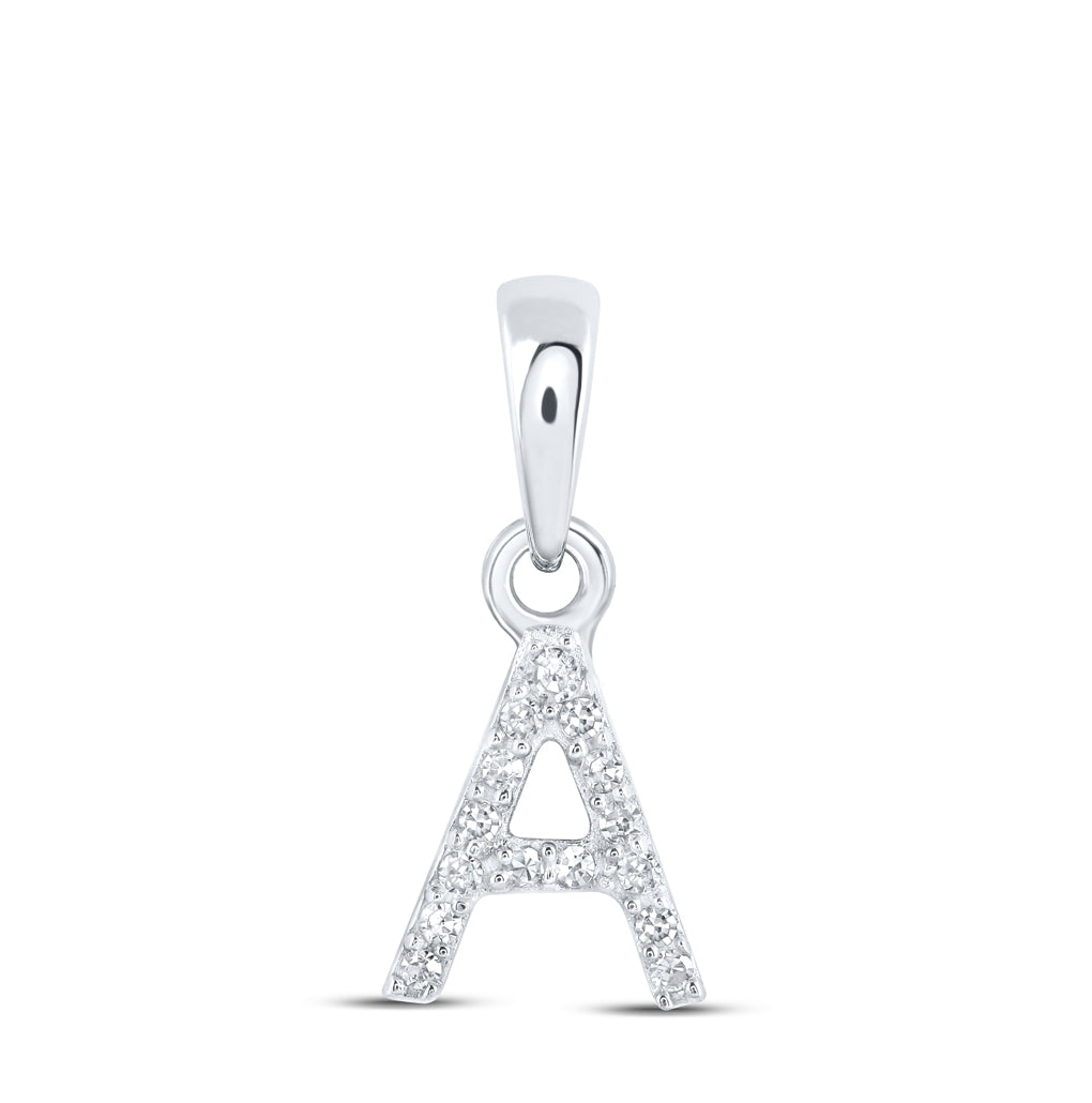 10K Yellow Or White Or RoSe Gold Womens Round Diamond Initial Letter Pendant, Length: 0.47 In, Width: 0.2 In