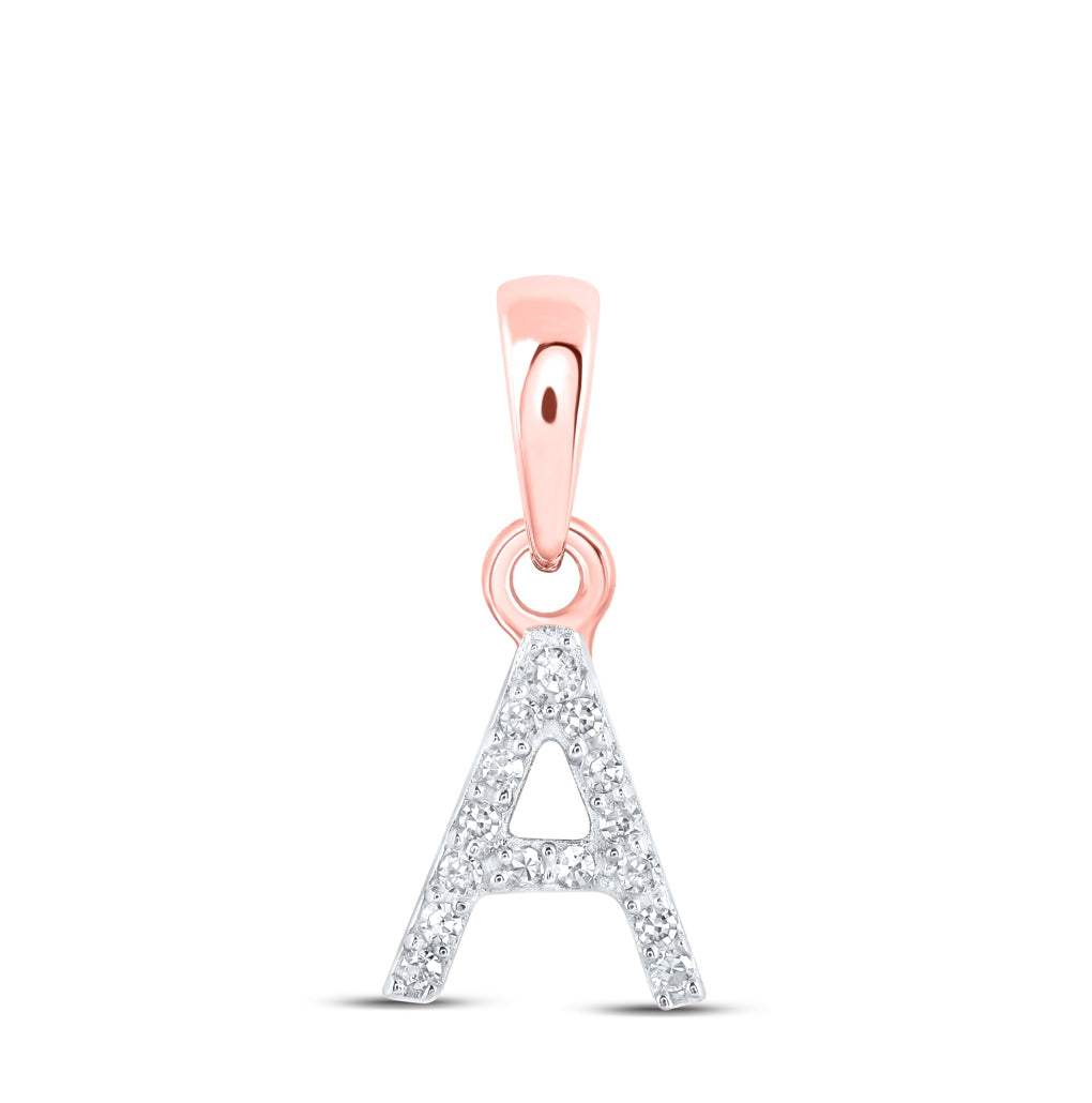 10K Yellow Or White Or RoSe Gold Womens Round Diamond Initial Letter Pendant, Length: 0.47 In, Width: 0.2 In