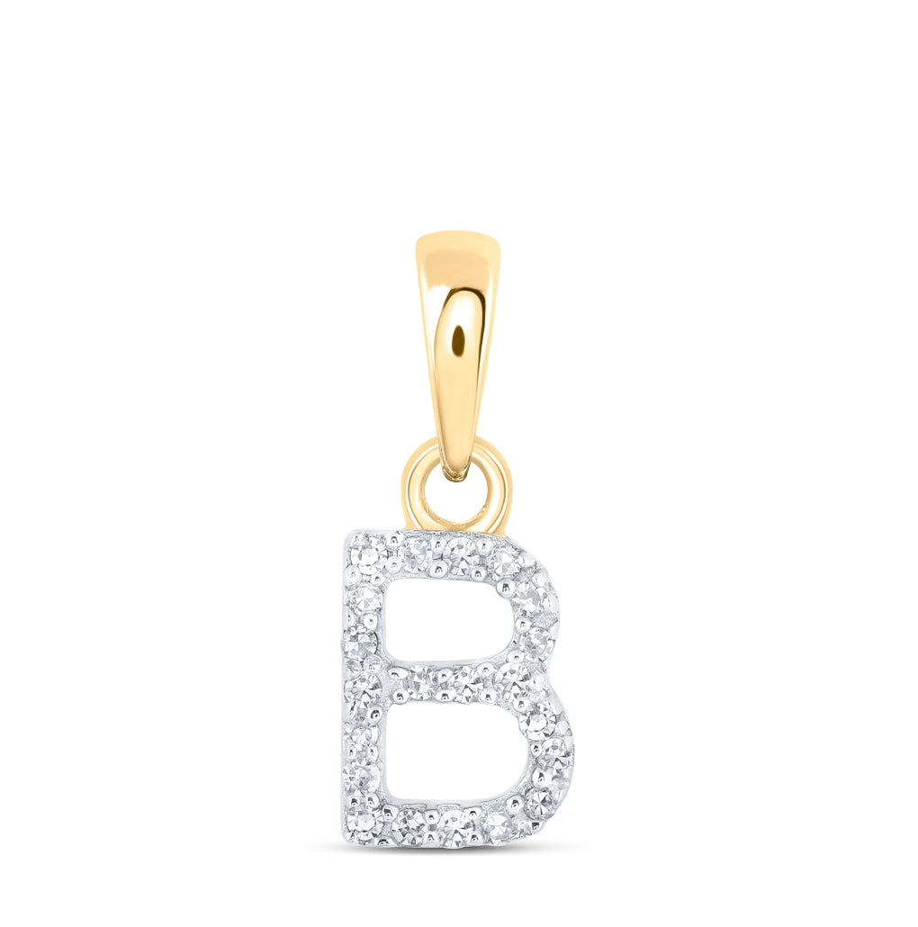 10K Yellow Or White Or RoSe Gold Womens Round Diamond Initial Letter Pendant, Length: 0.47 In, Width: 0.2 In