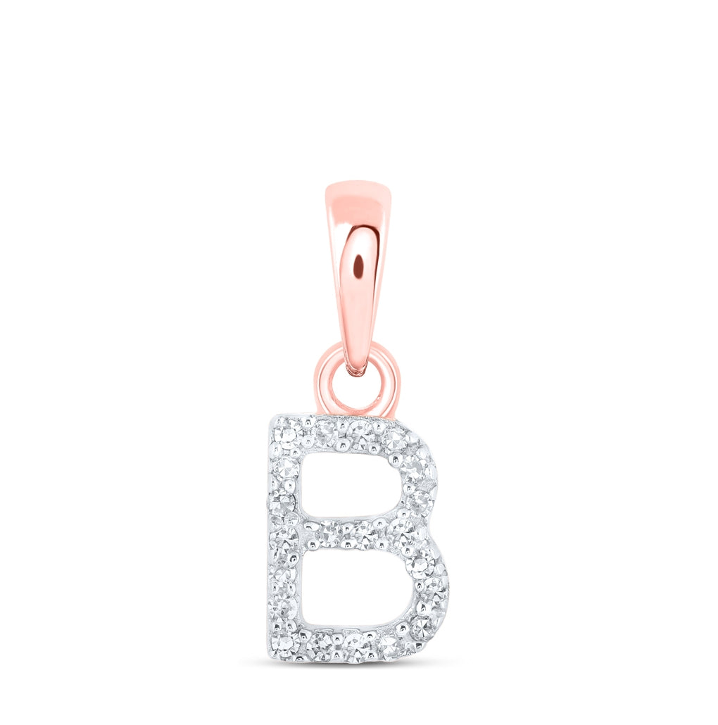 10K Yellow Or White Or RoSe Gold Womens Round Diamond Initial Letter Pendant, Length: 0.47 In, Width: 0.2 In