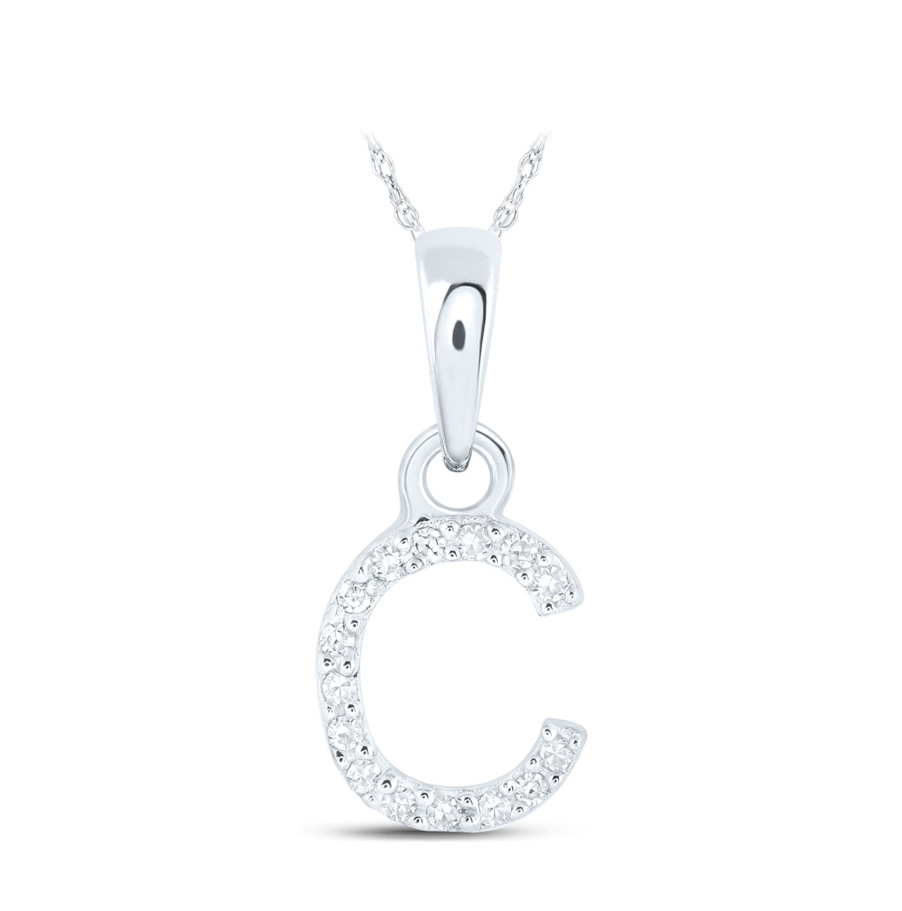 10K Yellow Or White Or RoSe Gold Womens Round Diamond Initial Letter Pendant, Length: 0.47 In, Width: 0.2 In