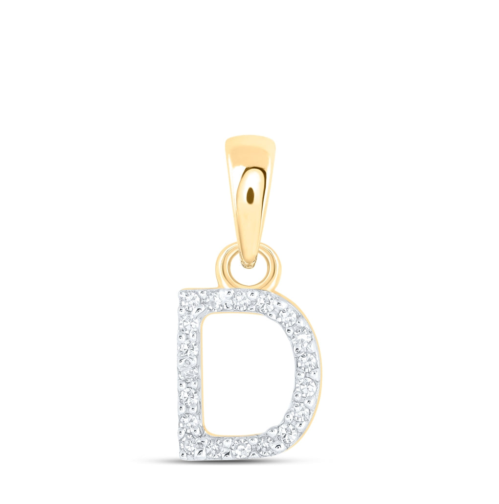 10K Yellow Or White Or RoSe Gold Womens Round Diamond Initial Letter Pendant, Length: 0.47 In, Width: 0.2 In