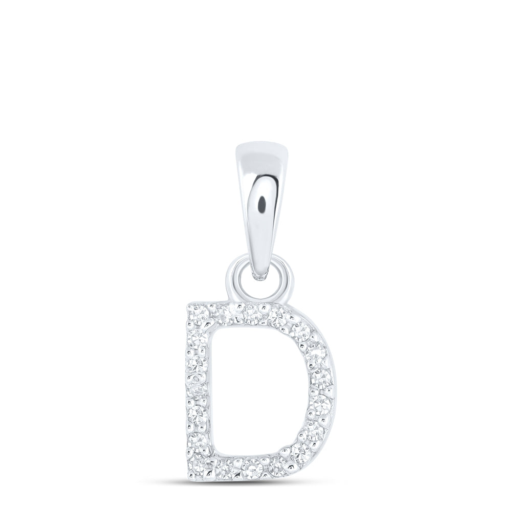 10K Yellow Or White Or RoSe Gold Womens Round Diamond Initial Letter Pendant, Length: 0.47 In, Width: 0.2 In