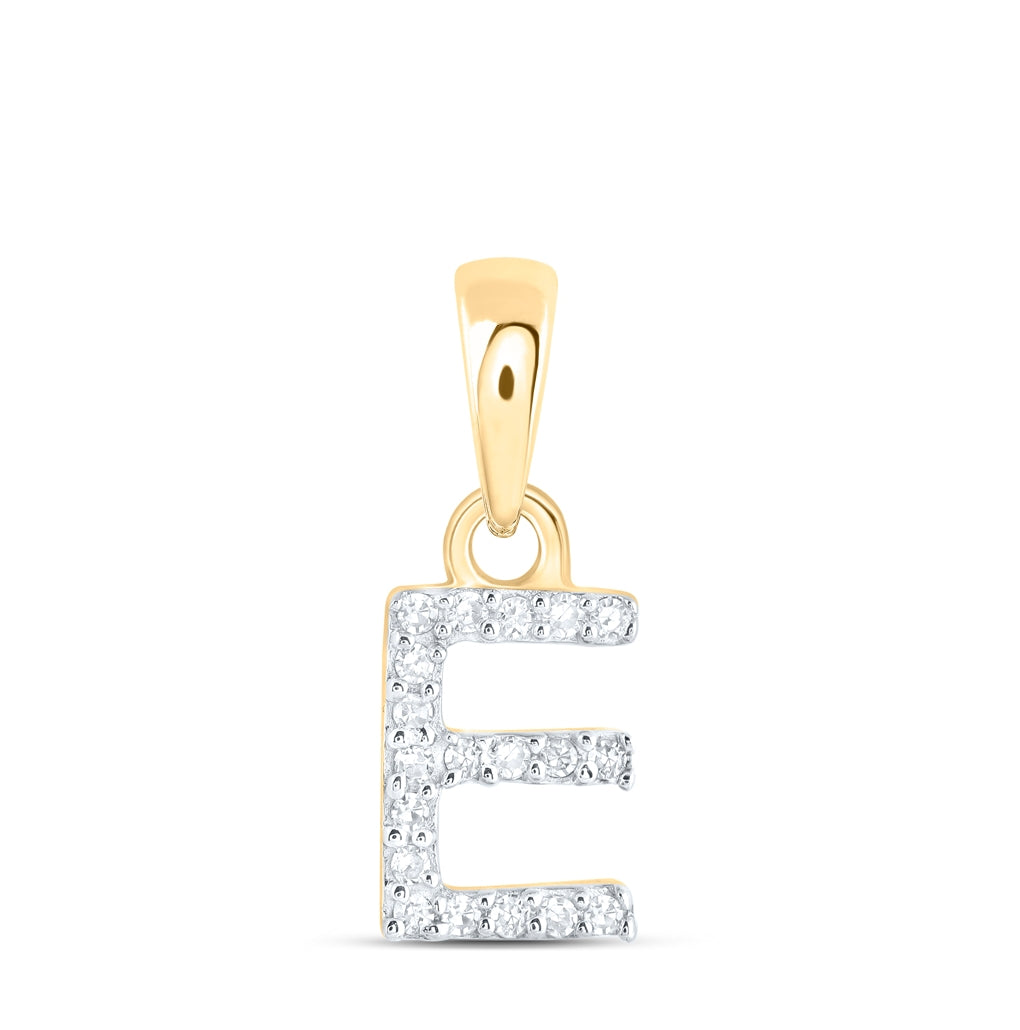 10K Yellow Or White Or RoSe Gold Womens Round Diamond Initial Letter Pendant, Length: 0.47 In, Width: 0.2 In