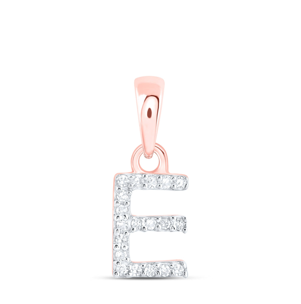 10K Yellow Or White Or RoSe Gold Womens Round Diamond Initial Letter Pendant, Length: 0.47 In, Width: 0.2 In