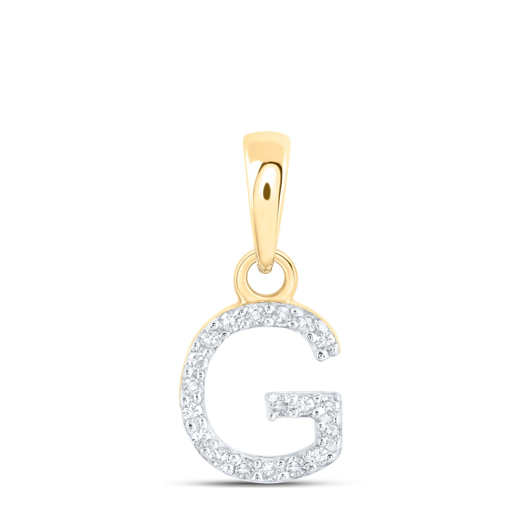 10K Yellow Or White Or RoSe Gold Womens Round Diamond Initial Letter Pendant, Length: 0.47 In, Width: 0.2 In