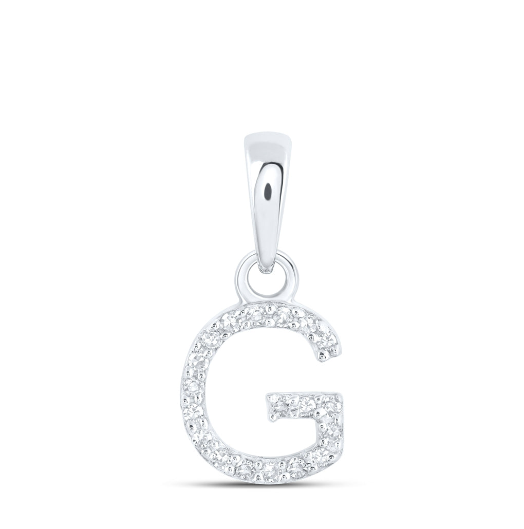 10K Yellow Or White Or RoSe Gold Womens Round Diamond Initial Letter Pendant, Length: 0.47 In, Width: 0.2 In