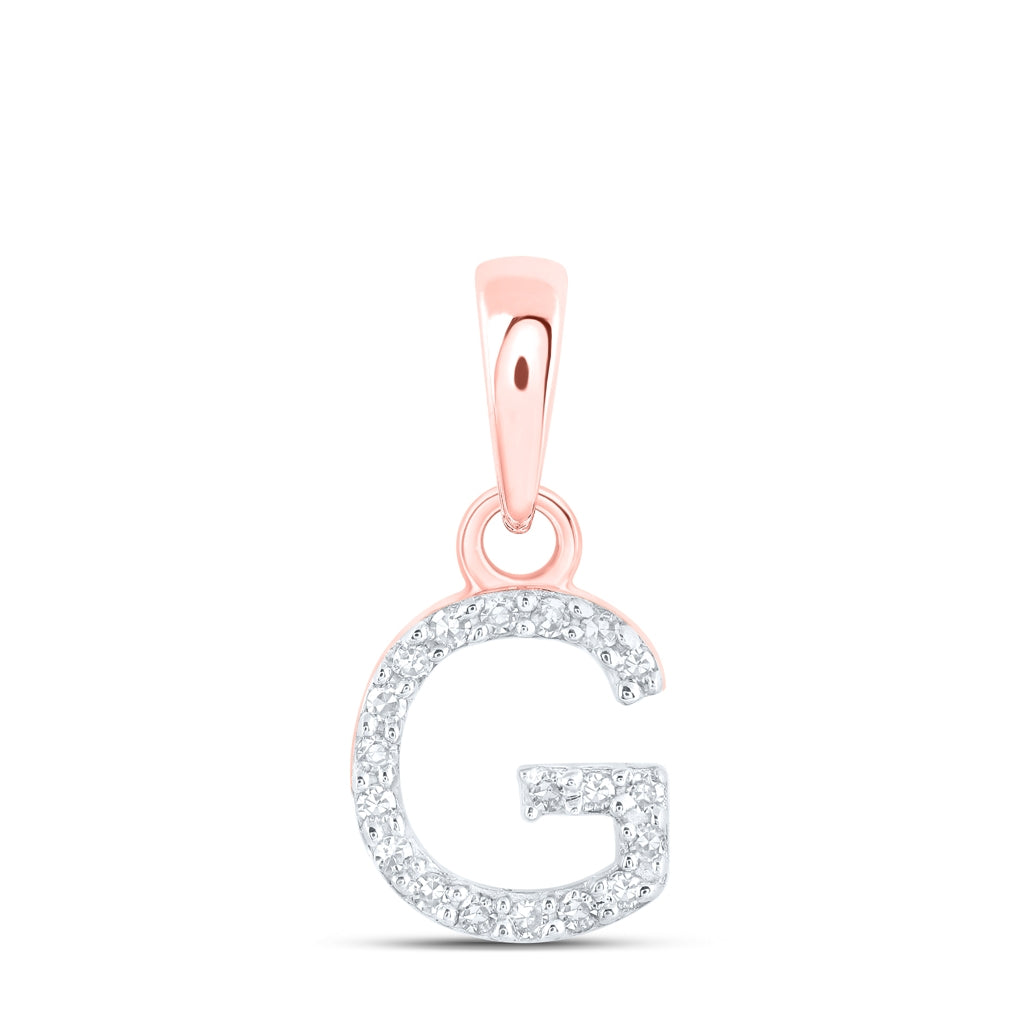 10K Yellow Or White Or RoSe Gold Womens Round Diamond Initial Letter Pendant, Length: 0.47 In, Width: 0.2 In