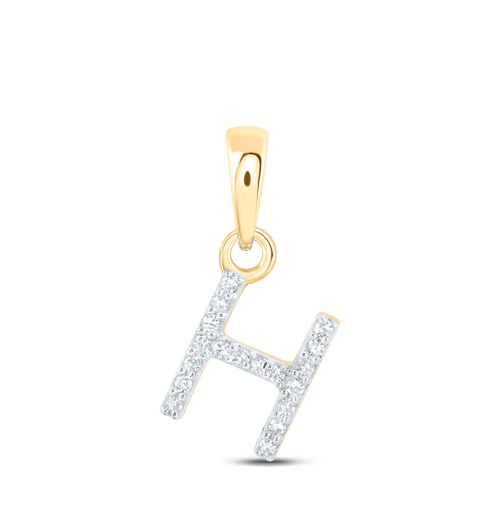 10K Yellow Or White Or RoSe Gold Womens Round Diamond Initial Letter Pendant, Length: 0.47 In, Width: 0.2 In