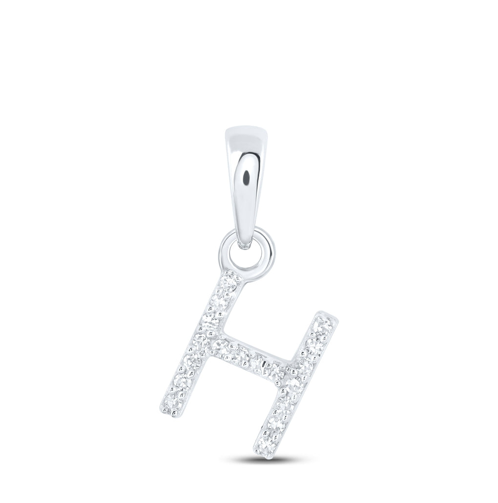 10K Yellow Or White Or RoSe Gold Womens Round Diamond Initial Letter Pendant, Length: 0.47 In, Width: 0.2 In