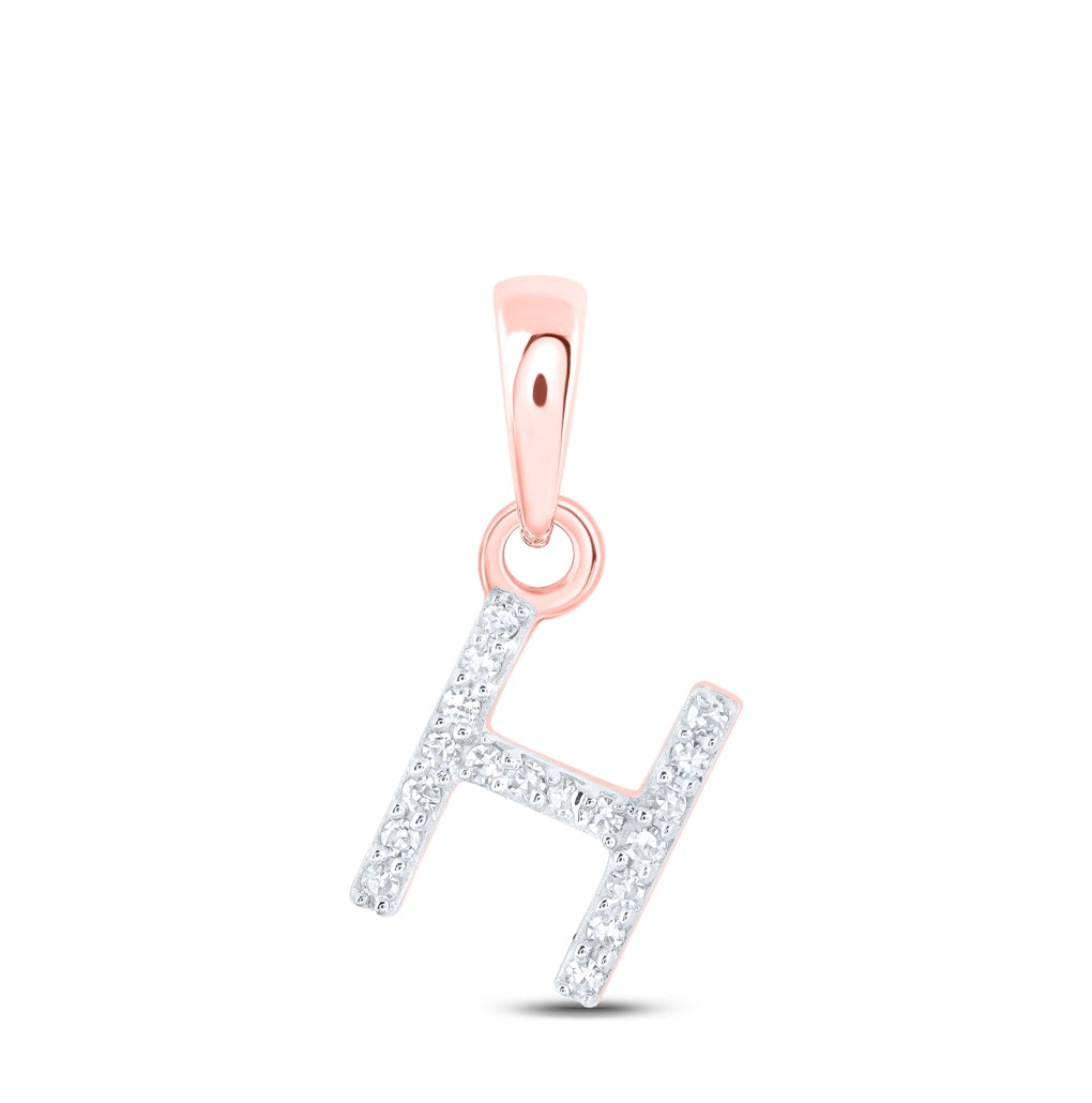 10K Yellow Or White Or RoSe Gold Womens Round Diamond Initial Letter Pendant, Length: 0.47 In, Width: 0.2 In