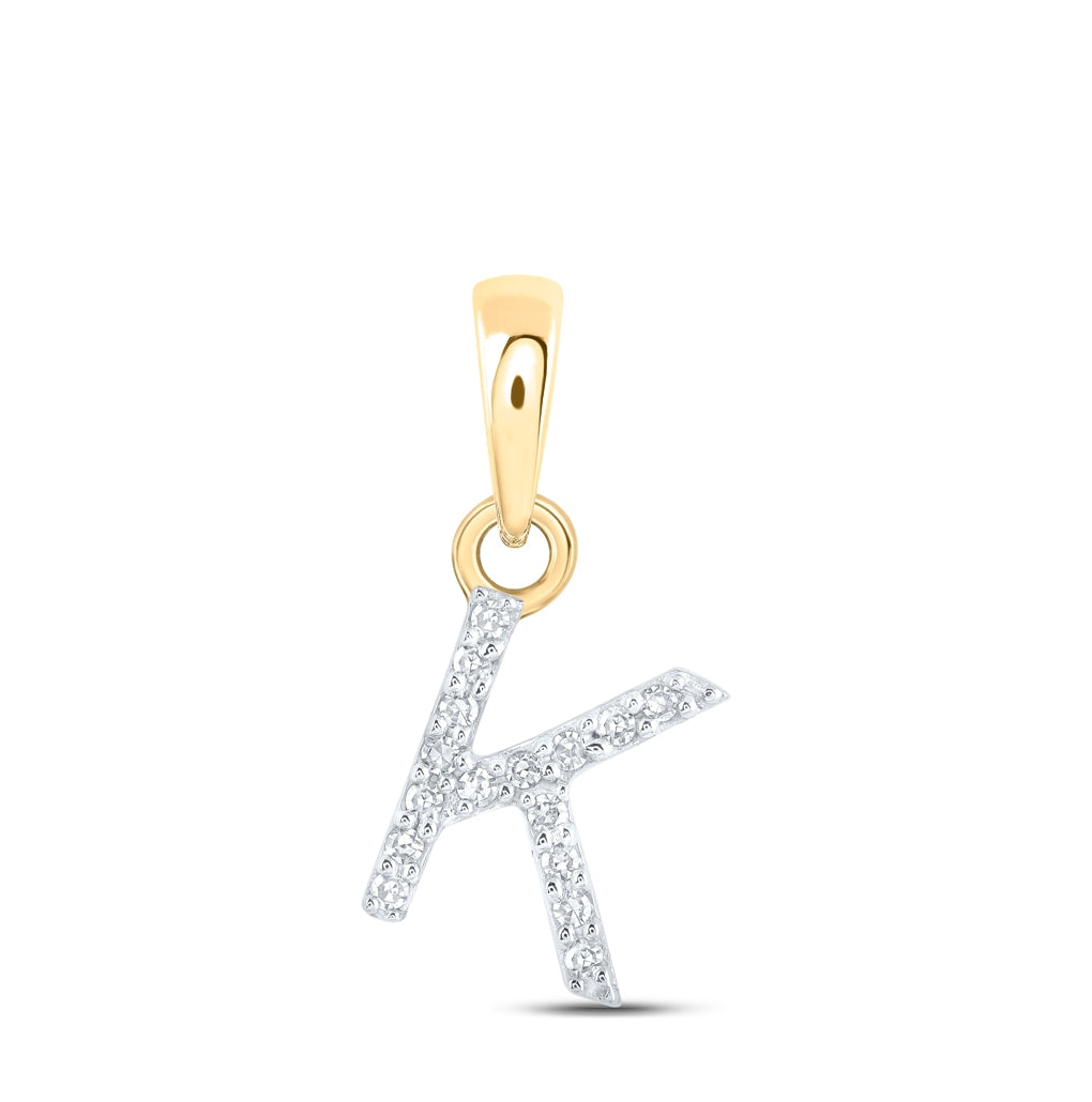 10K Yellow Or White Or RoSe Gold Womens Round Diamond Initial Letter Pendant, Length: 0.47 In, Width: 0.2 In