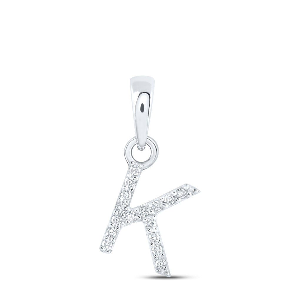 10K Yellow Or White Or RoSe Gold Womens Round Diamond Initial Letter Pendant, Length: 0.47 In, Width: 0.2 In