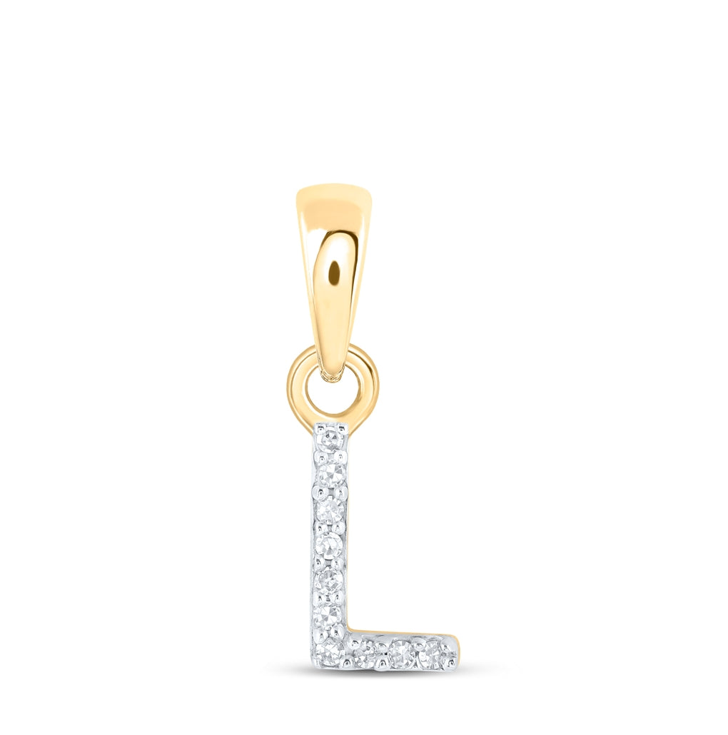 10K Yellow Or White Or RoSe Gold Womens Round Diamond Initial Letter Pendant, Length: 0.47 In, Width: 0.2 In