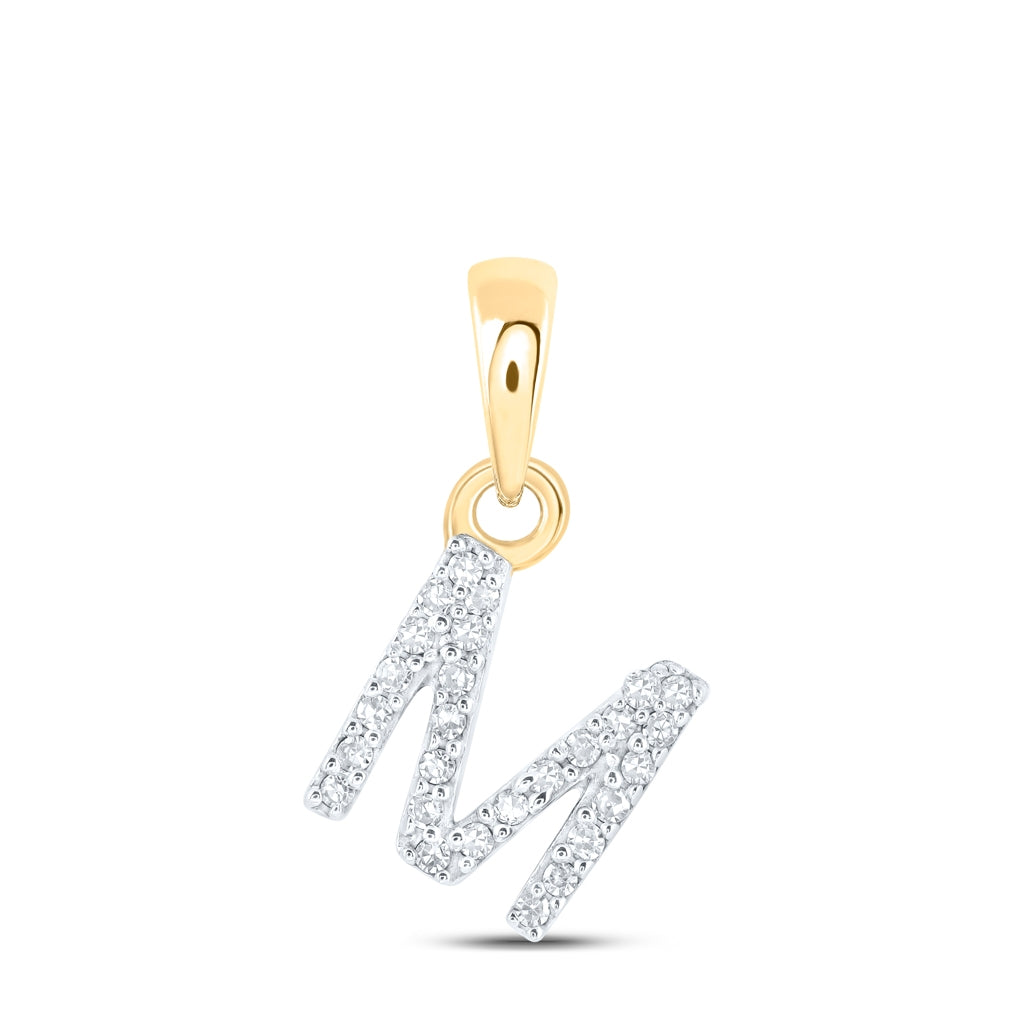 10K Yellow Or White Or RoSe Gold Womens Round Diamond Initial Letter Pendant, Length: 0.47 In, Width: 0.2 In