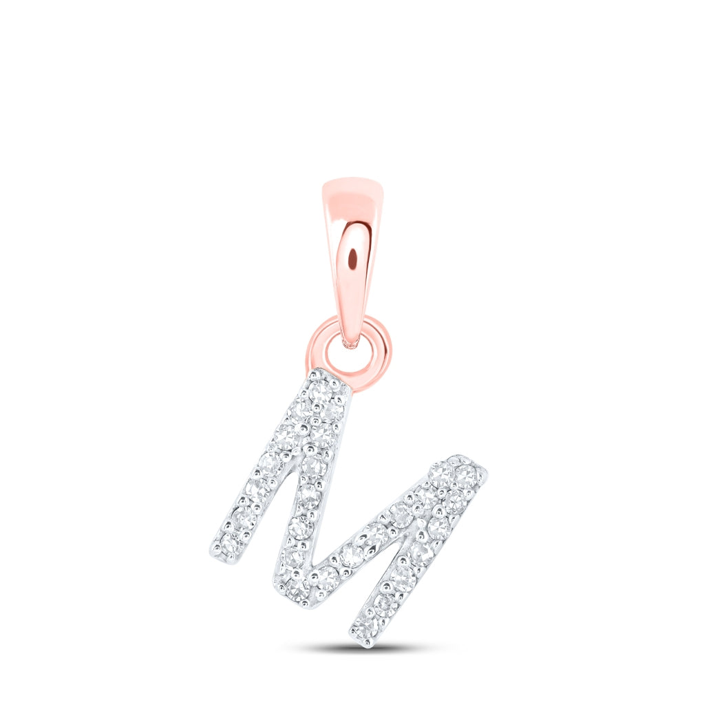 10K Yellow Or White Or RoSe Gold Womens Round Diamond Initial Letter Pendant, Length: 0.47 In, Width: 0.2 In
