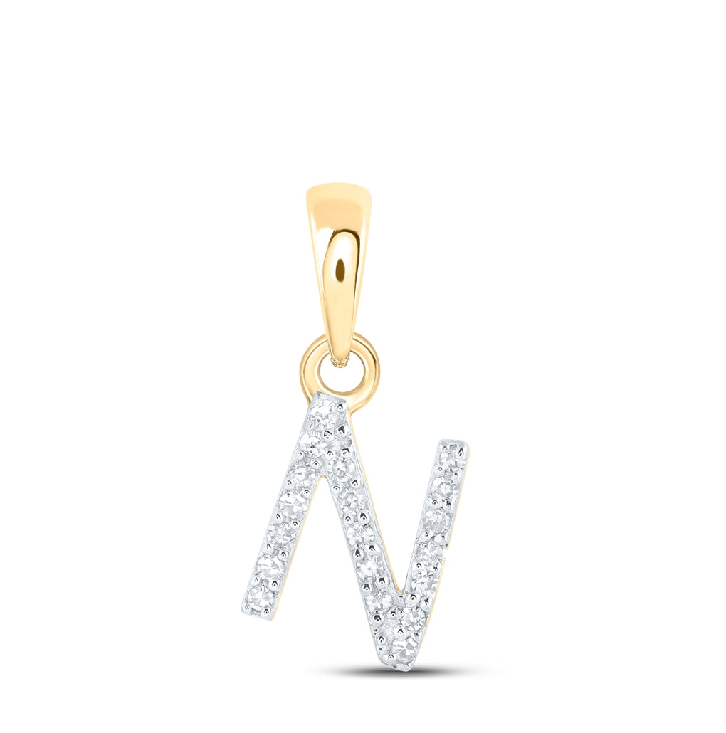 10K Yellow Or White Or RoSe Gold Womens Round Diamond Initial Letter Pendant, Length: 0.47 In, Width: 0.2 In