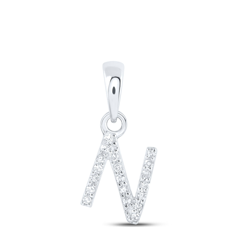 10K Yellow Or White Or RoSe Gold Womens Round Diamond Initial Letter Pendant, Length: 0.47 In, Width: 0.2 In