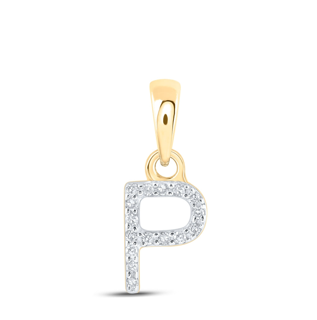 10K Yellow Or White Or RoSe Gold Womens Round Diamond Initial Letter Pendant, Length: 0.47 In, Width: 0.2 In