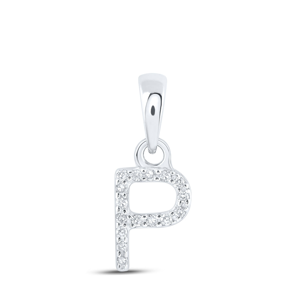 10K Yellow Or White Or RoSe Gold Womens Round Diamond Initial Letter Pendant, Length: 0.47 In, Width: 0.2 In