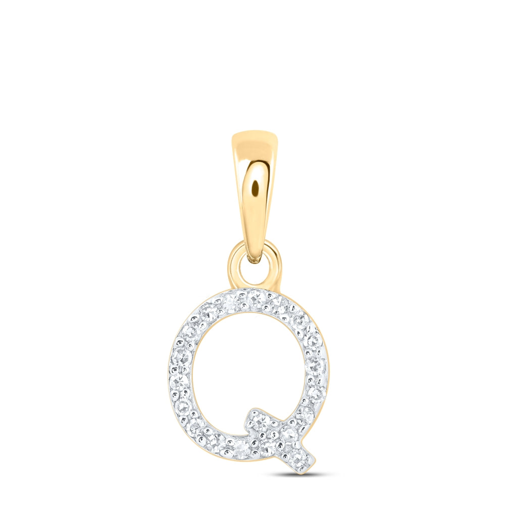 10K Yellow Or White Or RoSe Gold Womens Round Diamond Initial Letter Pendant, Length: 0.47 In, Width: 0.2 In