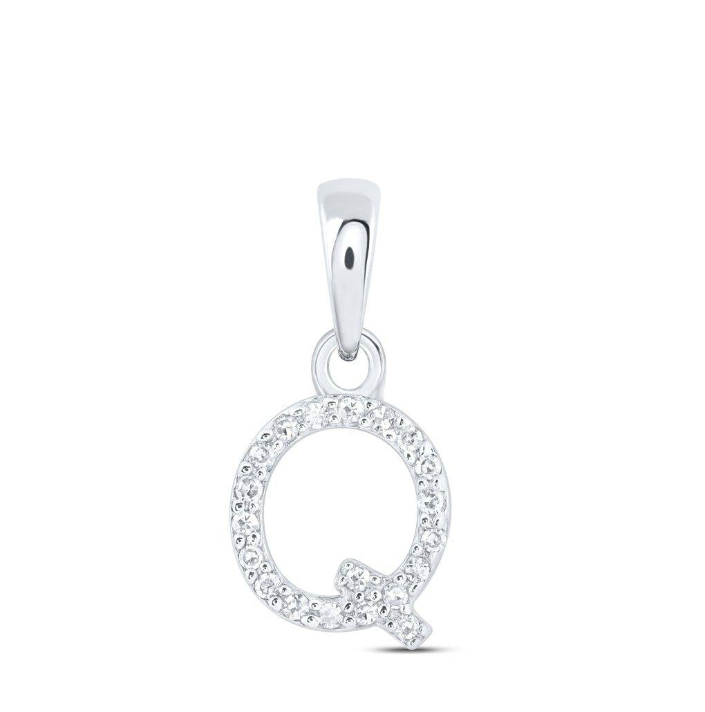 10K Yellow Or White Or RoSe Gold Womens Round Diamond Initial Letter Pendant, Length: 0.47 In, Width: 0.2 In