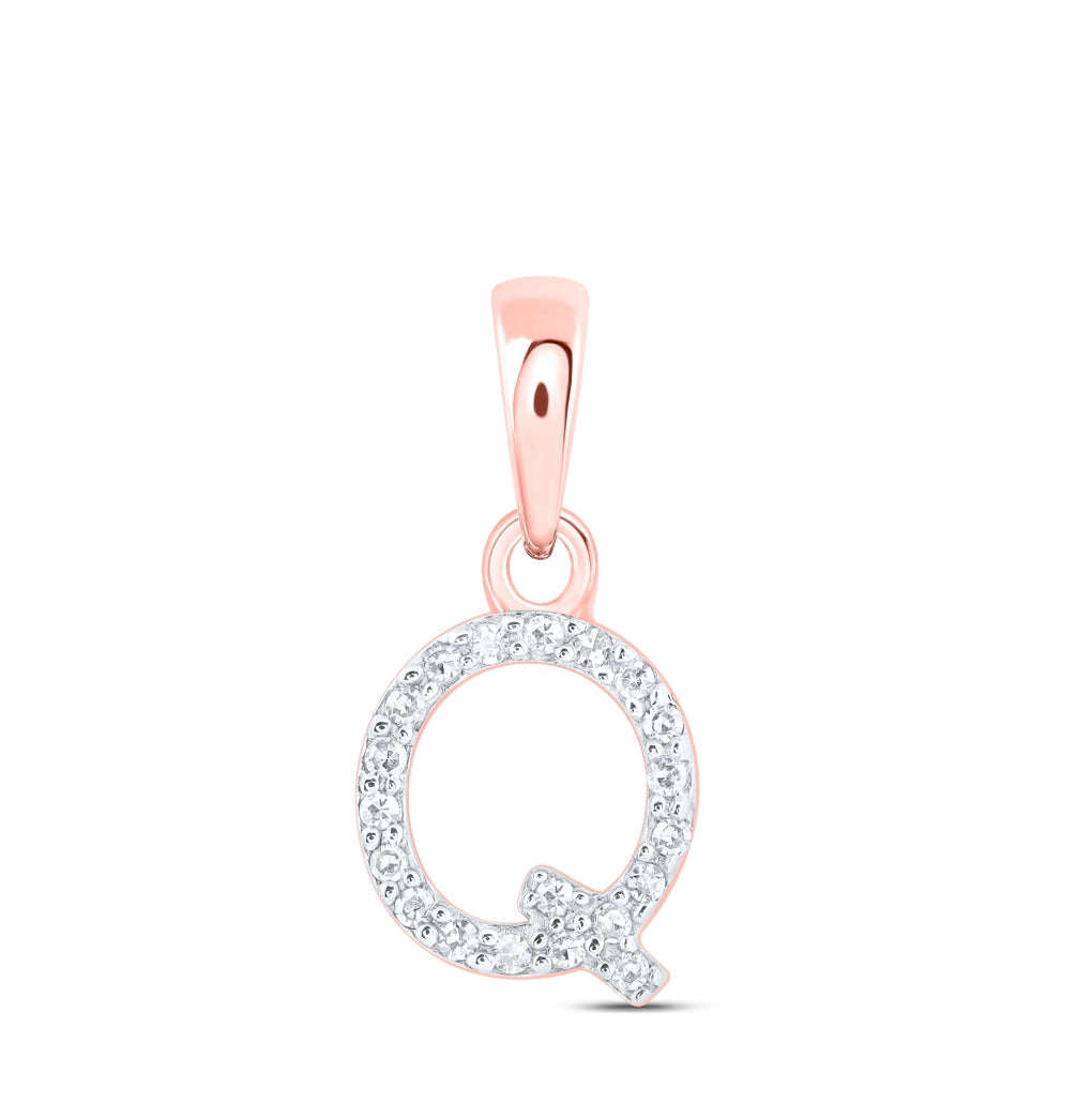 10K Yellow Or White Or RoSe Gold Womens Round Diamond Initial Letter Pendant, Length: 0.47 In, Width: 0.2 In