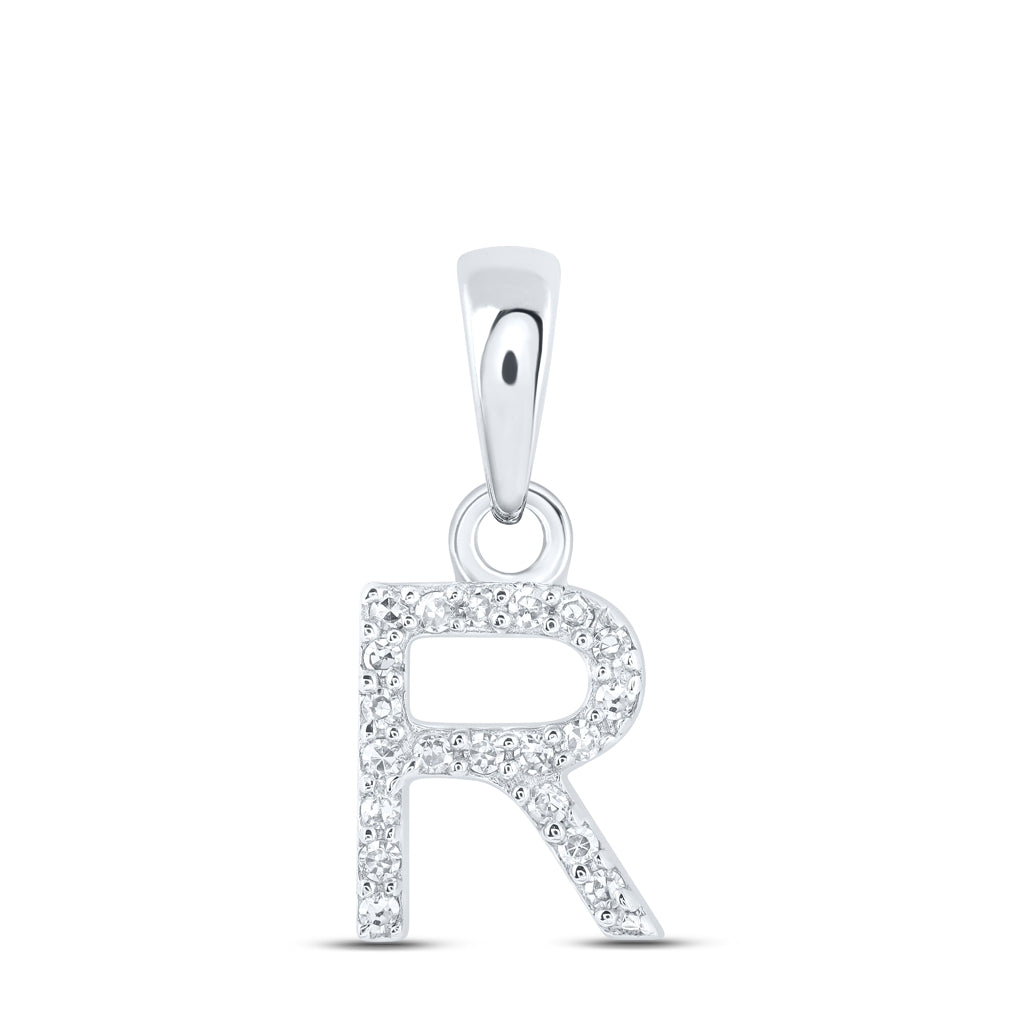 10K Yellow Or White Or RoSe Gold Womens Round Diamond Initial Letter Pendant, Length: 0.47 In, Width: 0.2 In