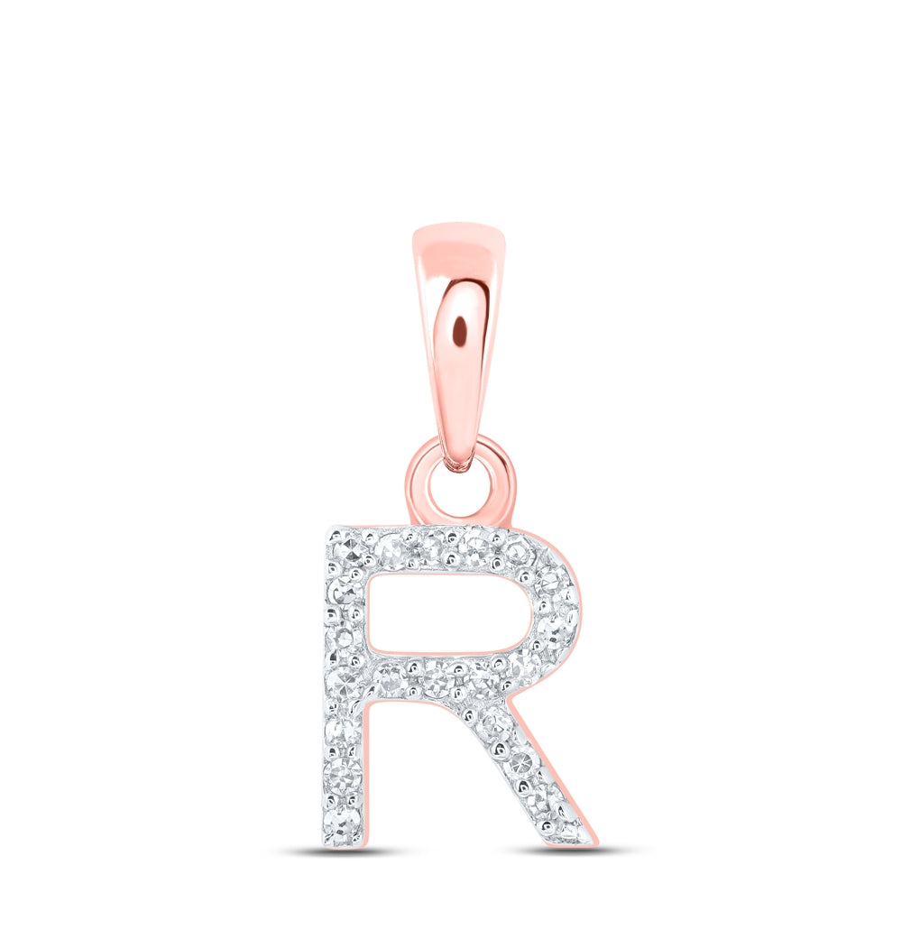 10K Yellow Or White Or RoSe Gold Womens Round Diamond Initial Letter Pendant, Length: 0.47 In, Width: 0.2 In