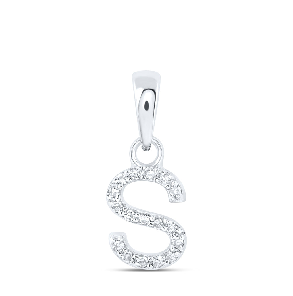 10K Yellow Or White Or RoSe Gold Womens Round Diamond Initial Letter Pendant, Length: 0.47 In, Width: 0.2 In