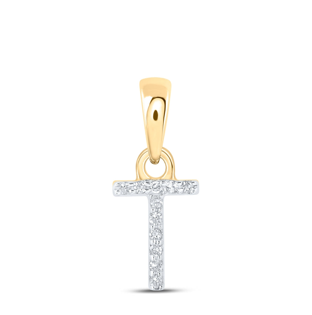 10K Yellow Or White Or RoSe Gold Womens Round Diamond Initial Letter Pendant, Length: 0.47 In, Width: 0.2 In