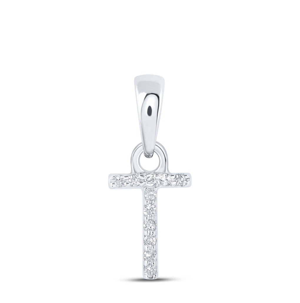 10K Yellow Or White Or RoSe Gold Womens Round Diamond Initial Letter Pendant, Length: 0.47 In, Width: 0.2 In