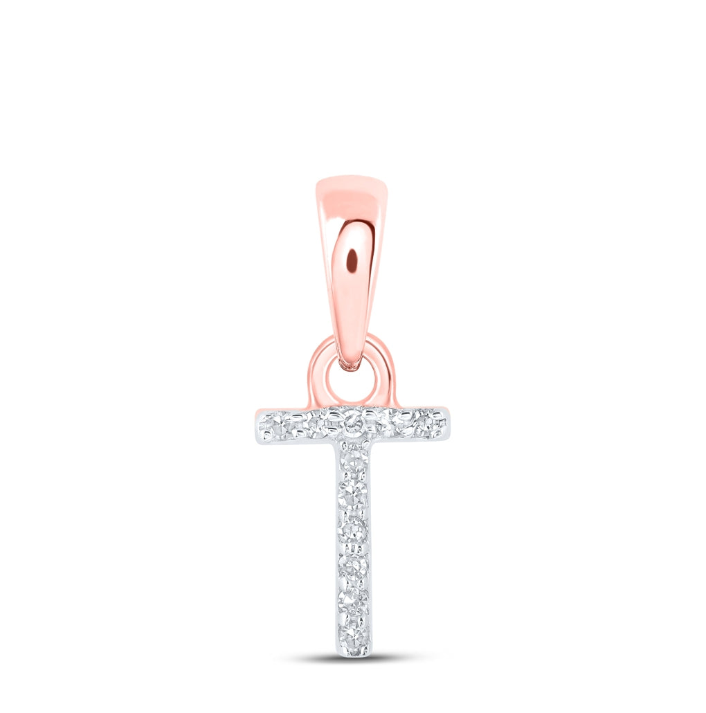 10K Yellow Or White Or RoSe Gold Womens Round Diamond Initial Letter Pendant, Length: 0.47 In, Width: 0.2 In