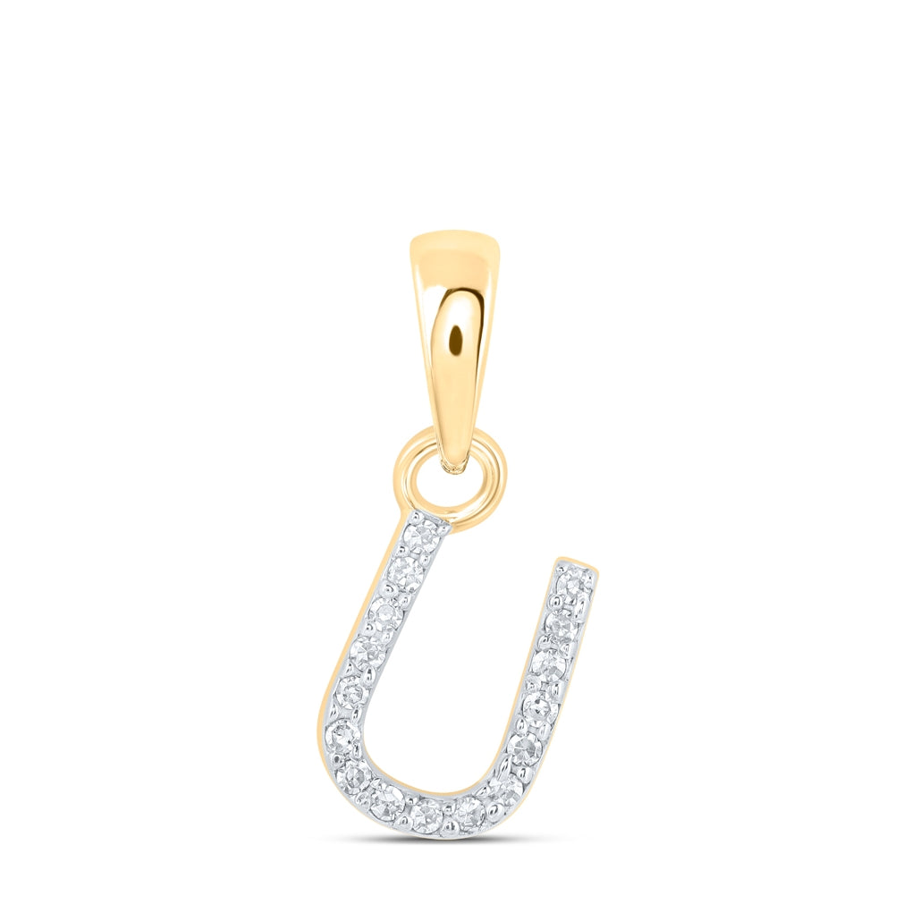 10K Yellow Or White Or RoSe Gold Womens Round Diamond Initial Letter Pendant, Length: 0.47 In, Width: 0.2 In