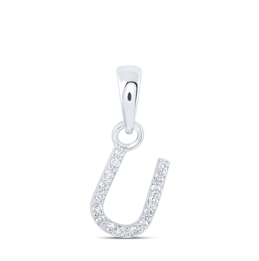 10K Yellow Or White Or RoSe Gold Womens Round Diamond Initial Letter Pendant, Length: 0.47 In, Width: 0.2 In
