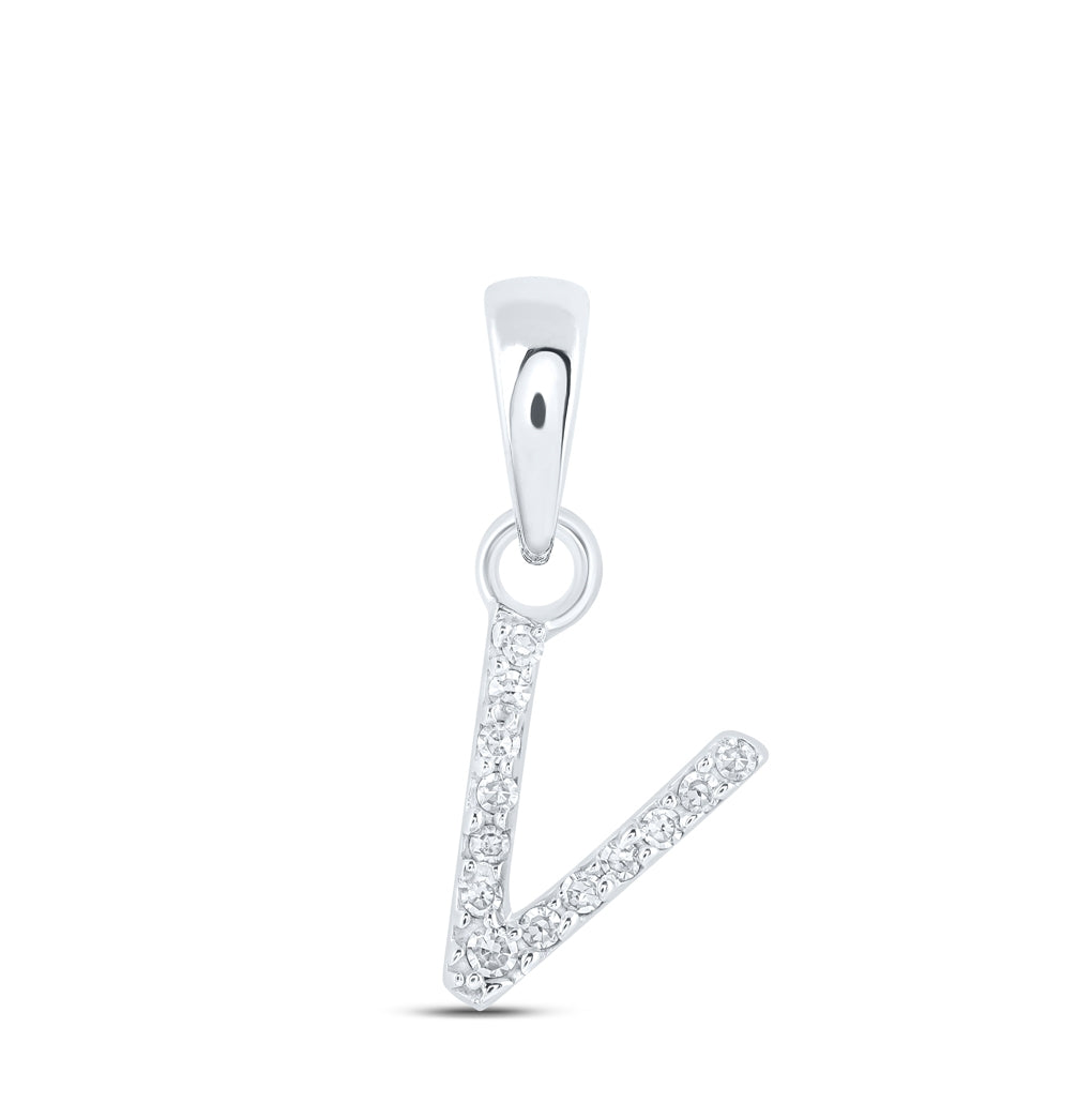 10K Yellow Or White Or RoSe Gold Womens Round Diamond Initial Letter Pendant, Length: 0.47 In, Width: 0.2 In