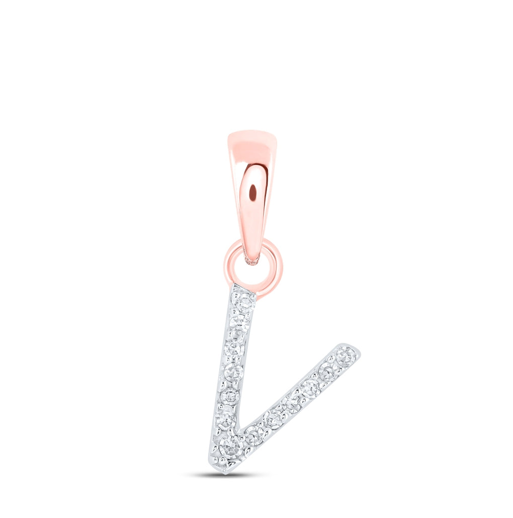 10K Yellow Or White Or RoSe Gold Womens Round Diamond Initial Letter Pendant, Length: 0.47 In, Width: 0.2 In