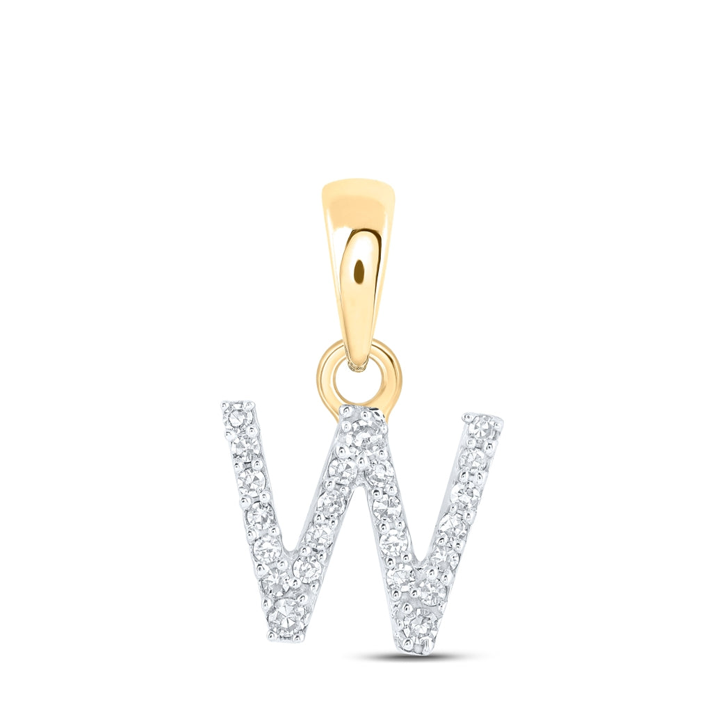 10K Yellow Or White Or RoSe Gold Womens Round Diamond Initial Letter Pendant, Length: 0.47 In, Width: 0.2 In