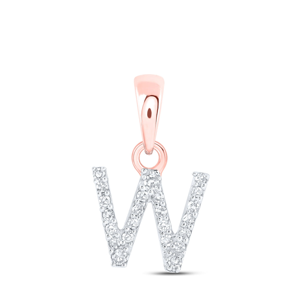10K Yellow Or White Or RoSe Gold Womens Round Diamond Initial Letter Pendant, Length: 0.47 In, Width: 0.2 In