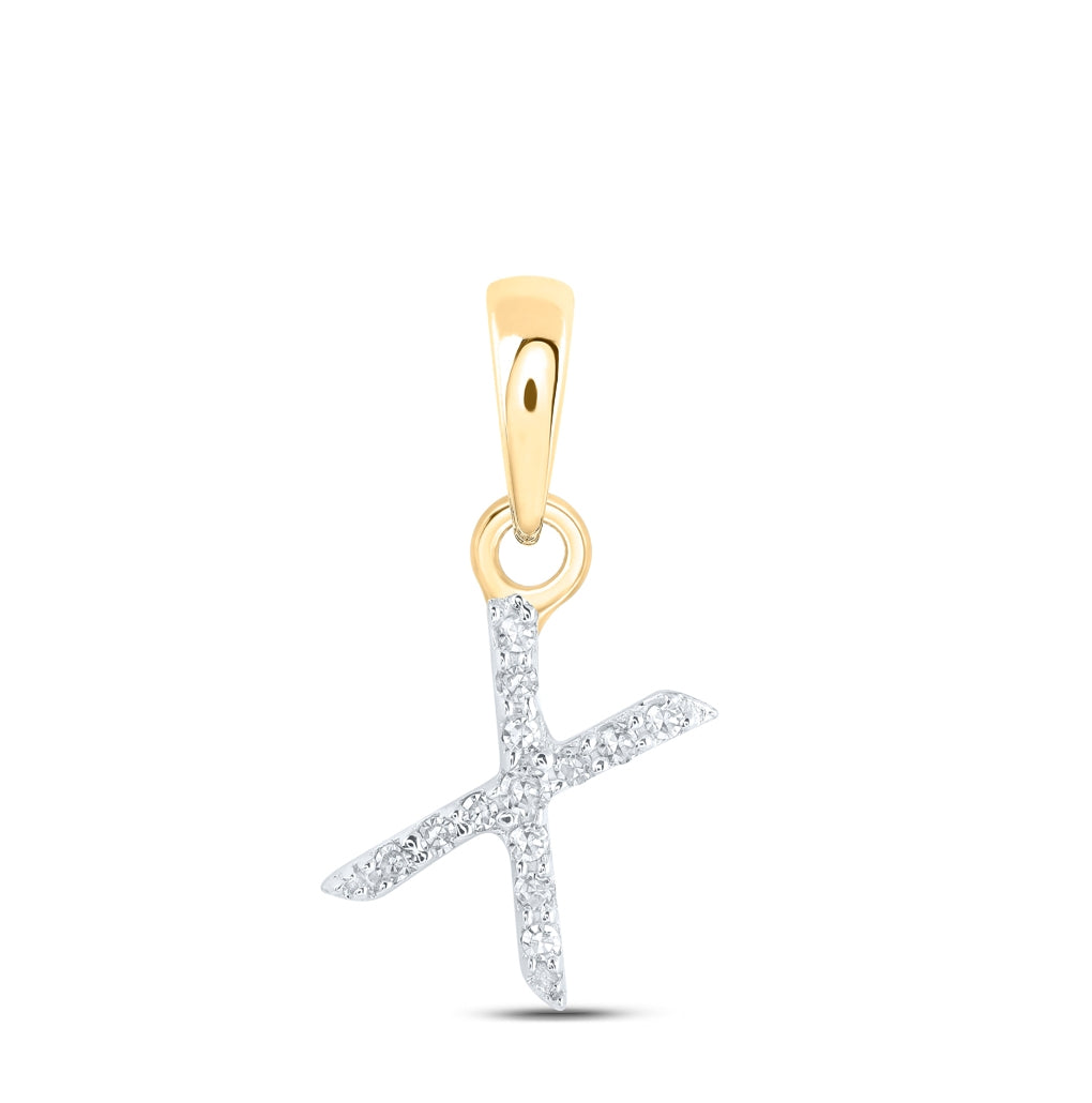 10K Yellow Or White Or RoSe Gold Womens Round Diamond Initial Letter Pendant, Length: 0.47 In, Width: 0.2 In