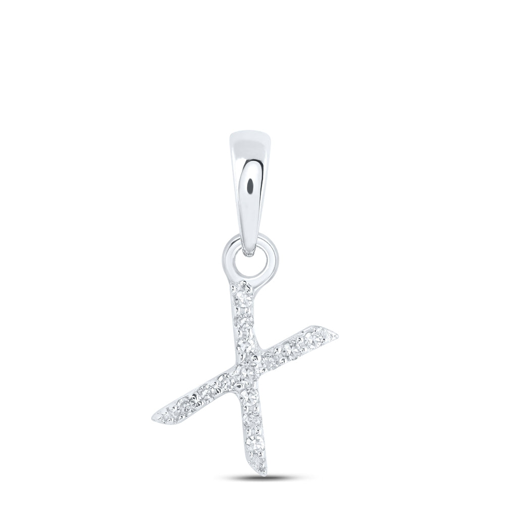 10K Yellow Or White Or RoSe Gold Womens Round Diamond Initial Letter Pendant, Length: 0.47 In, Width: 0.2 In