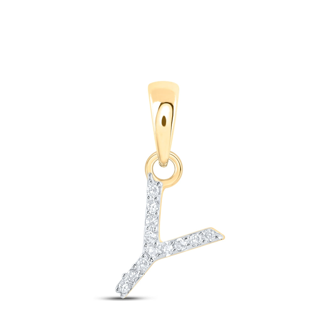 10K Yellow Or White Or RoSe Gold Womens Round Diamond Initial Letter Pendant, Length: 0.47 In, Width: 0.2 In