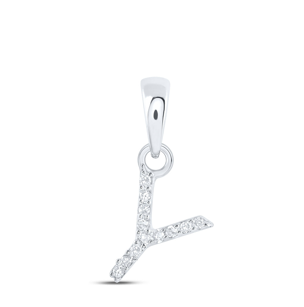 10K Yellow Or White Or RoSe Gold Womens Round Diamond Initial Letter Pendant, Length: 0.47 In, Width: 0.2 In