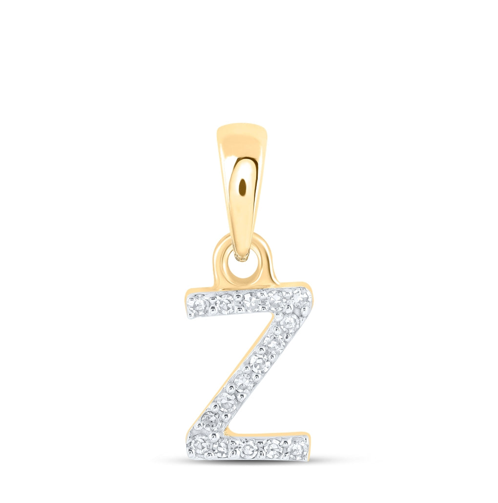10K Yellow Or White Or RoSe Gold Womens Round Diamond Initial Letter Pendant, Length: 0.47 In, Width: 0.2 In