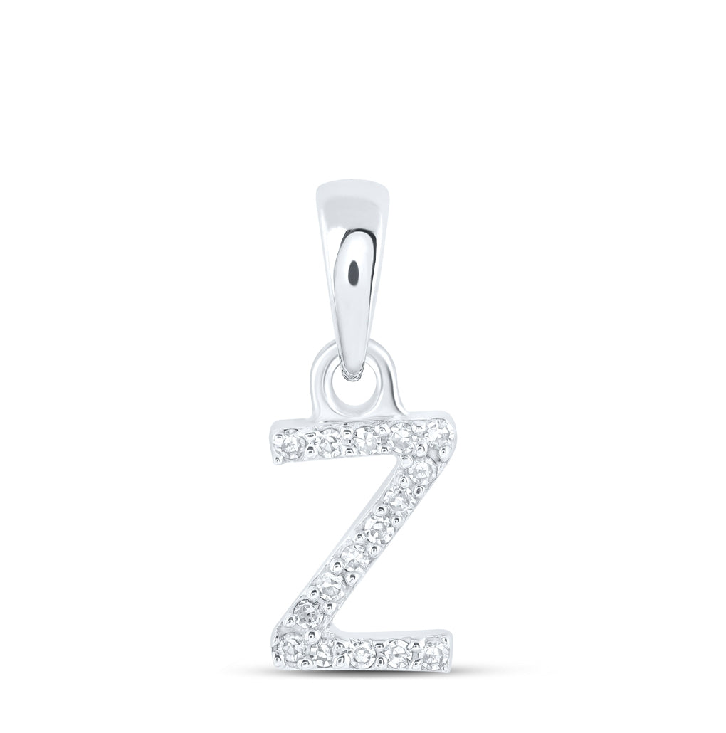 10K Yellow Or White Or RoSe Gold Womens Round Diamond Initial Letter Pendant, Length: 0.47 In, Width: 0.2 In