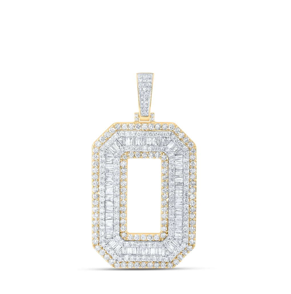 10K Yellow Gold Mens Baguette Diamond Initial Letter Charm Pendant