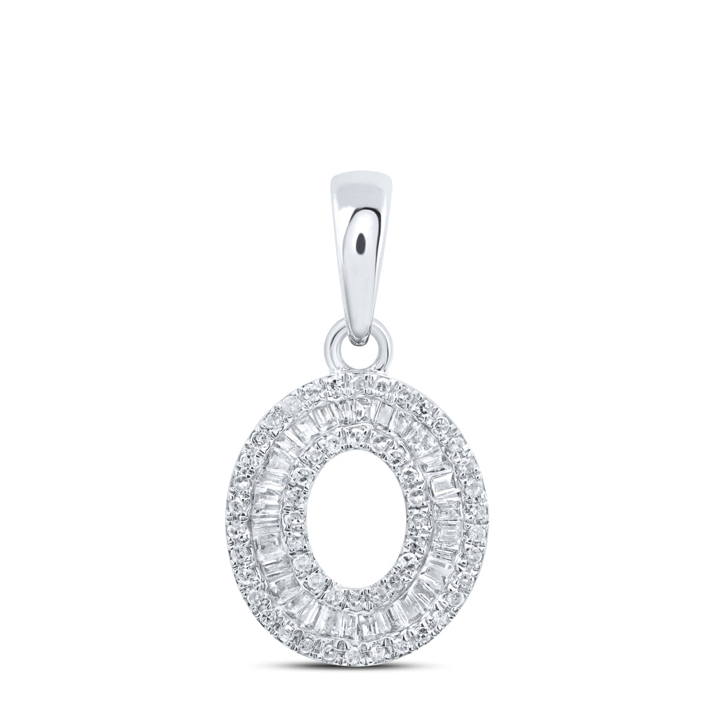 10K Yellow Or White Gold Womens Baguette Diamond Initial Letter Pendant, Length: 0.83 In, Width: 0.47 In