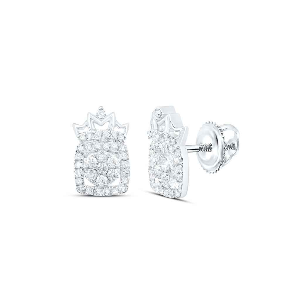 10kt White Gold 1/3ctw Diamond P1p2 Crown Earring