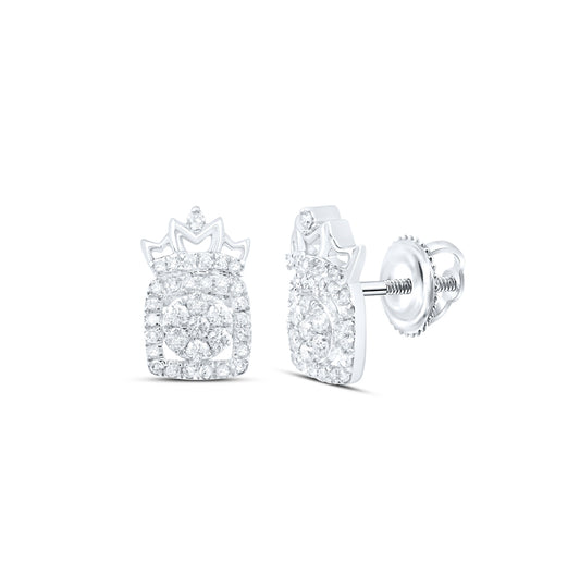 10kt White Gold 1/3ctw Diamond P1p2 Crown Earring